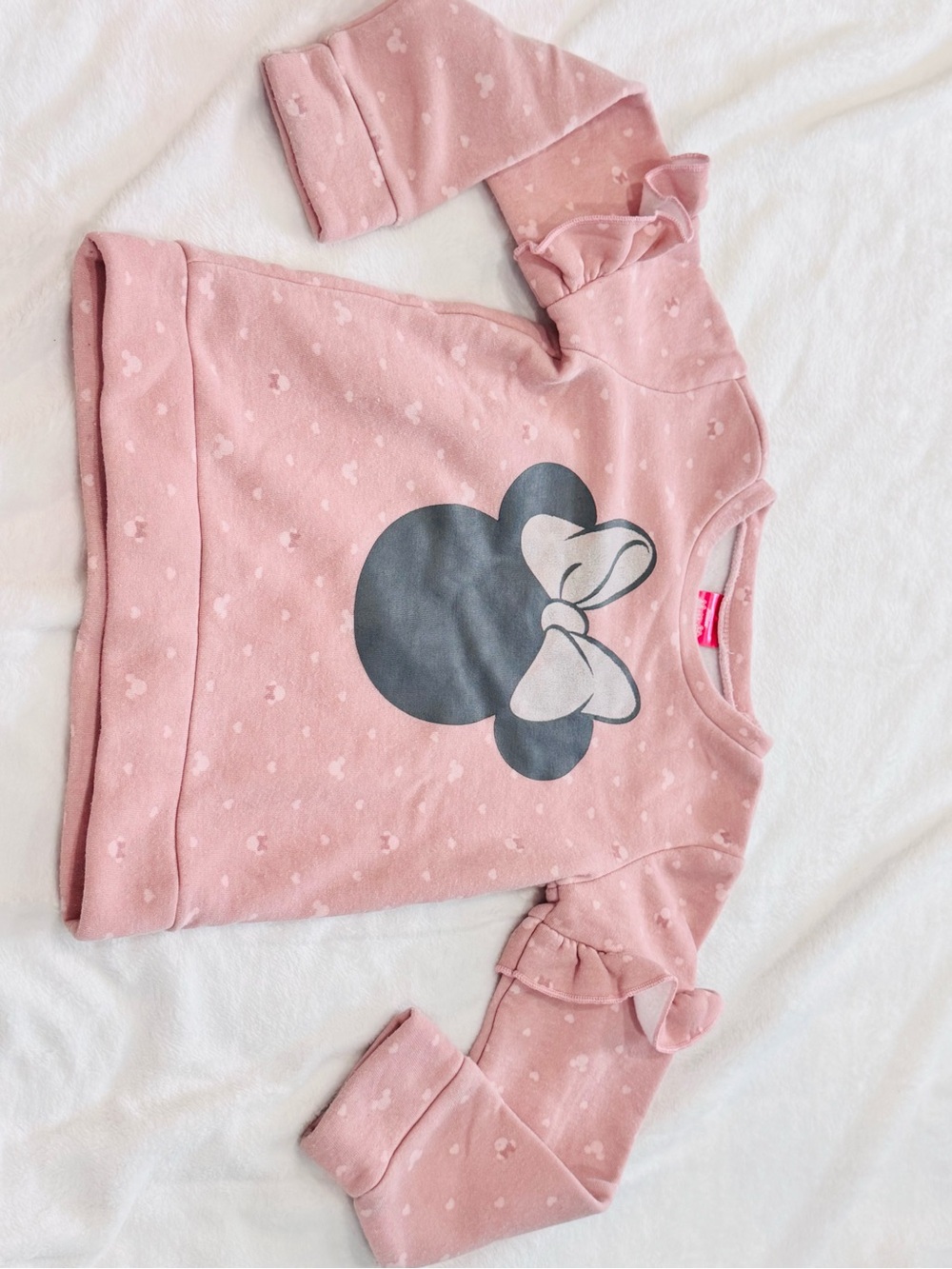 Disney Pink Minnie Mouse Ruffle Sleeve Sweatshirt